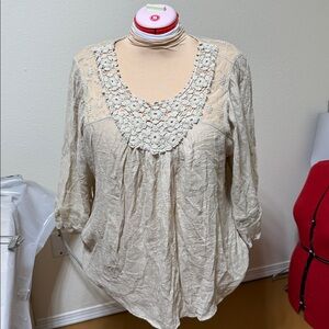 Studio Cream Lace Detail Top